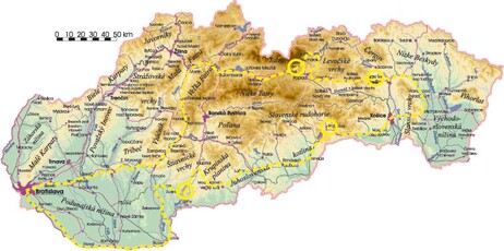 Plánovaná trasa Expedície (Ne)známe Slovensko 2005