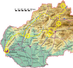 Plánovaná trasa Expedície (Ne)známe Slovensko 2006