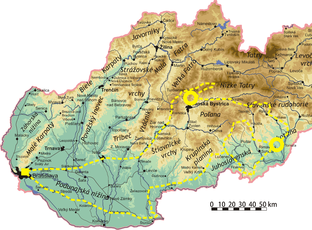 Plánovaná trasa Expedície (Ne)známe Slovensko 2013