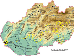Plánovaná trasa Expedície (Ne)známe Slovensko 2004