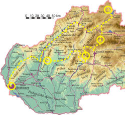 Plánovaná trasa Expedície (Ne)známe Slovensko 2006